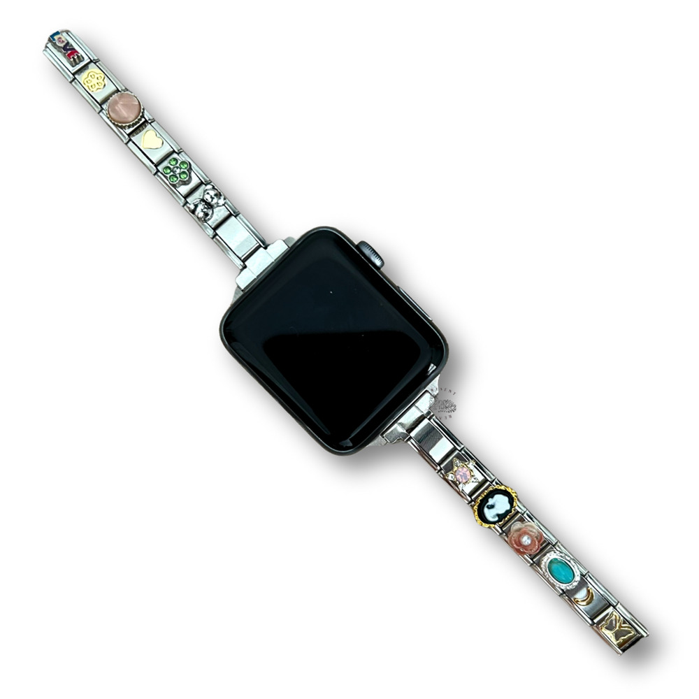 Italian Charm Bracelet Band Compatible with Smart Watch Feminine Style Silver